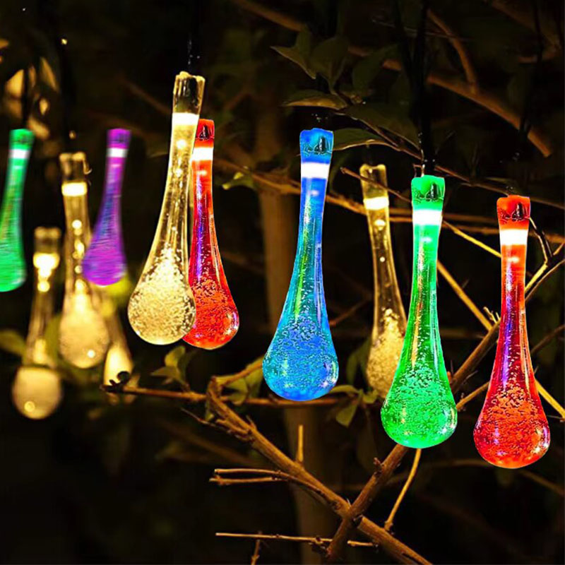 Festival Street 20 Led Lighting Outdoor Waterproof Bubble Water Drop Light String Solar Hanging Lights Inquiry