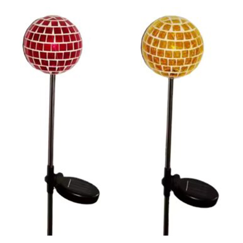 outdoor decorative powered mosaic design glass ball solar garden light stainless steel led landscape